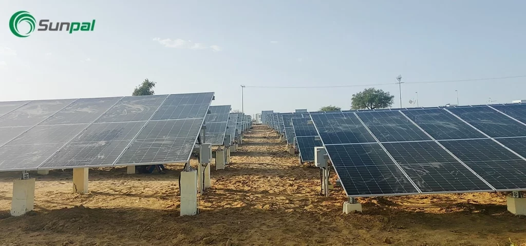 Ground-mounted solar panel array at Sunpal’s 1.5MW hybrid project in Chad.