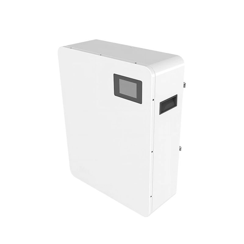 Side view of 51.2V 100Ah lithium battery emphasizing slim profile and sturdy casing.
