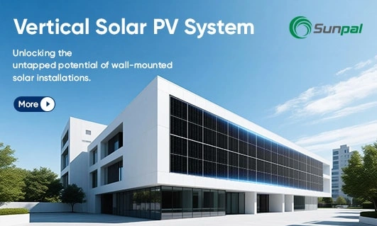 Modern building facade covered with vertical solar panels under blue sky; banner about unlocking urban solar potential.