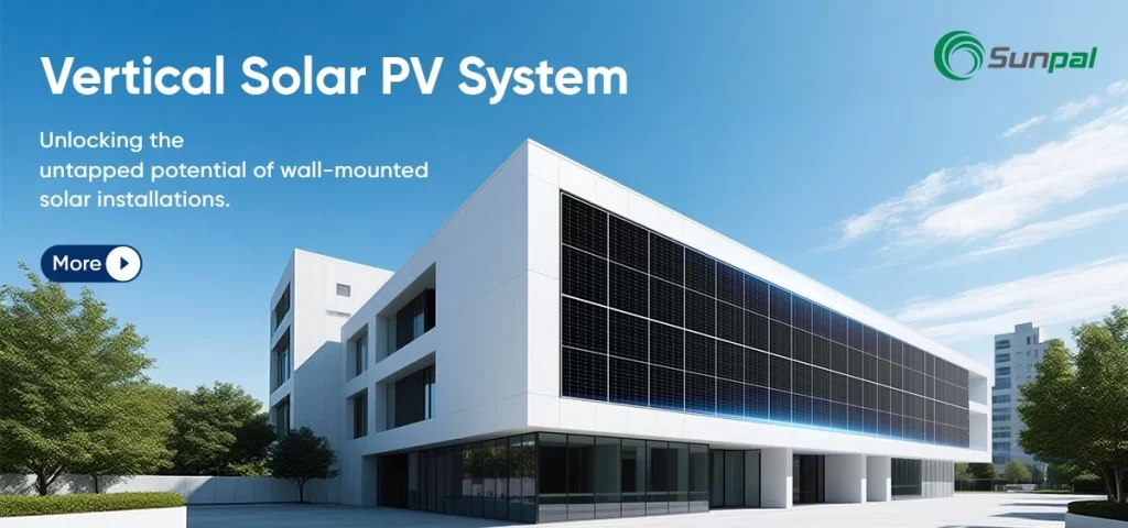 Architectural wall-mounted PV array on a commercial building showcasing vertical solar installations for urban use.