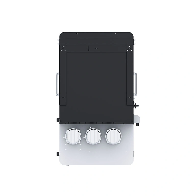 14KW, 16KW, 18KW high-voltage three-phase hybrid inverters rear view showing wiring terminals, power ports, and mounting brackets.