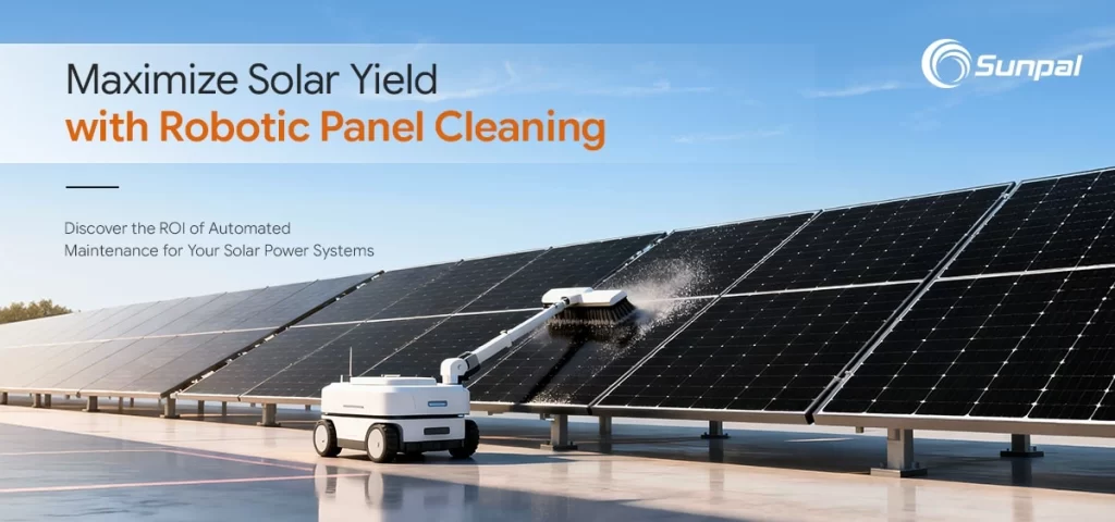 Мобильный роботизированный манипулятор чистит большие фотоэлектрические панели, удаляя пыль и мусор, чтобы повысить производительность панелей. 