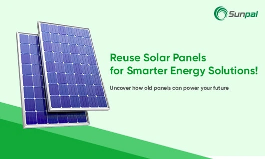 Banner promoting the reuse of solar panels for energy solutions.