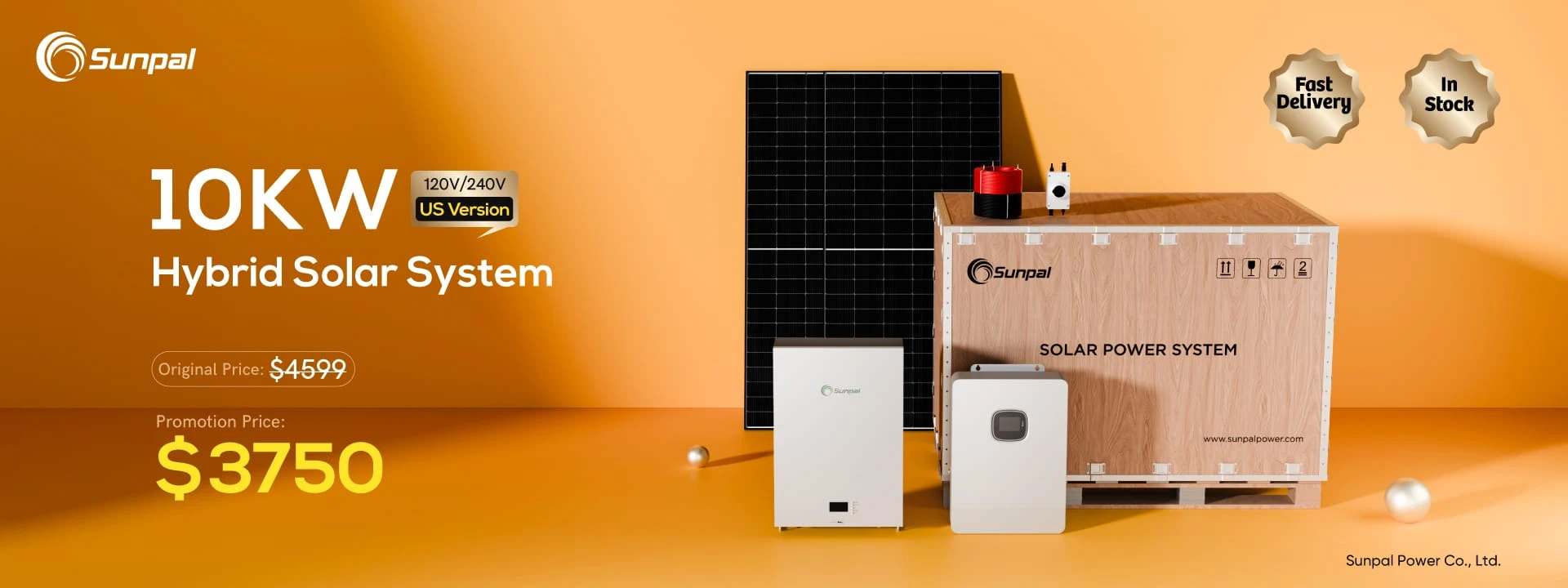 Sunpal 10kW hybrid solar system on sale, efficient energy storage and power generation solution for homes and businesses.