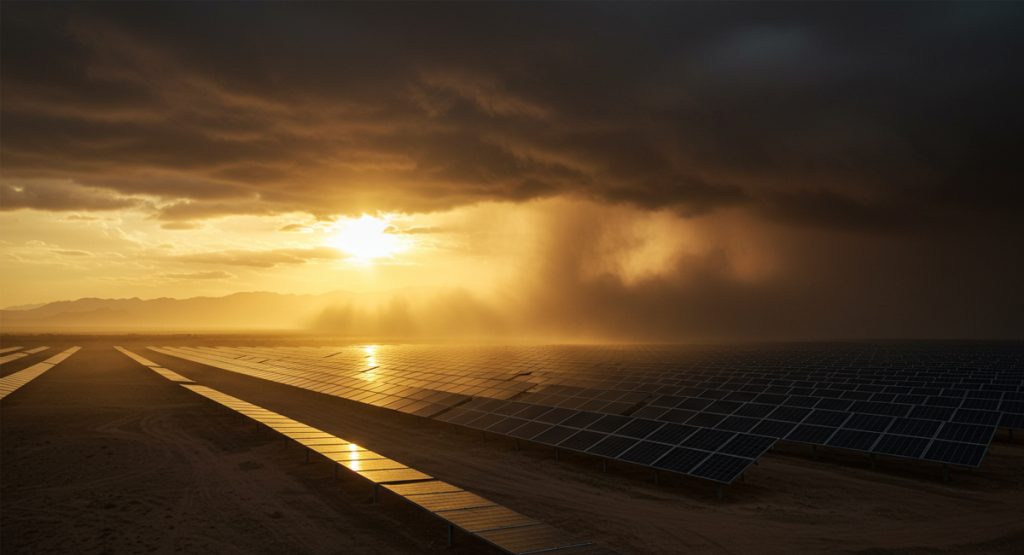 Sandstorm is approaching to the Haboob solar modules area.