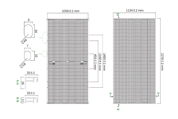 2278×1134×30 mm 580W 590W 600W 144-Cell Jinko Bifacial PV Panel