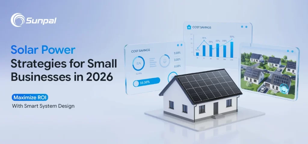 Solar-powered home with charts and graphs highlighting savings potential.