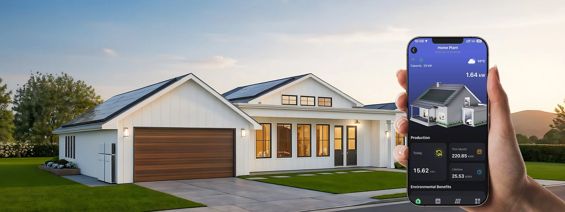 Home rooftop solar panels generating clean energy.