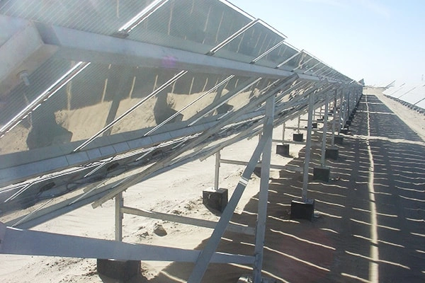 3MW ground-mounted solar plant in South Africa showing PV panel layout and concrete foundation mounting structures