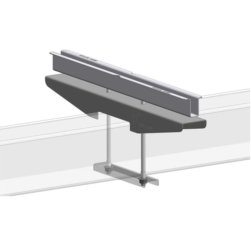 Detail 3D render of solar tracker mount showing mechanical components and support structure