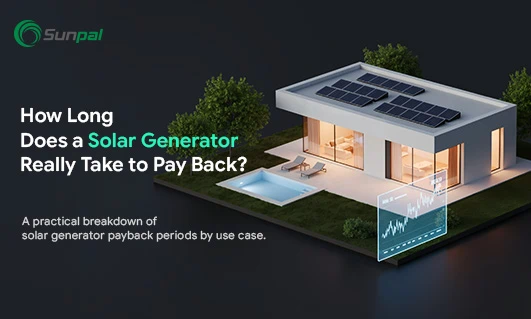 Modern home with solar panels and a floating ROI chart glowing beside the house.