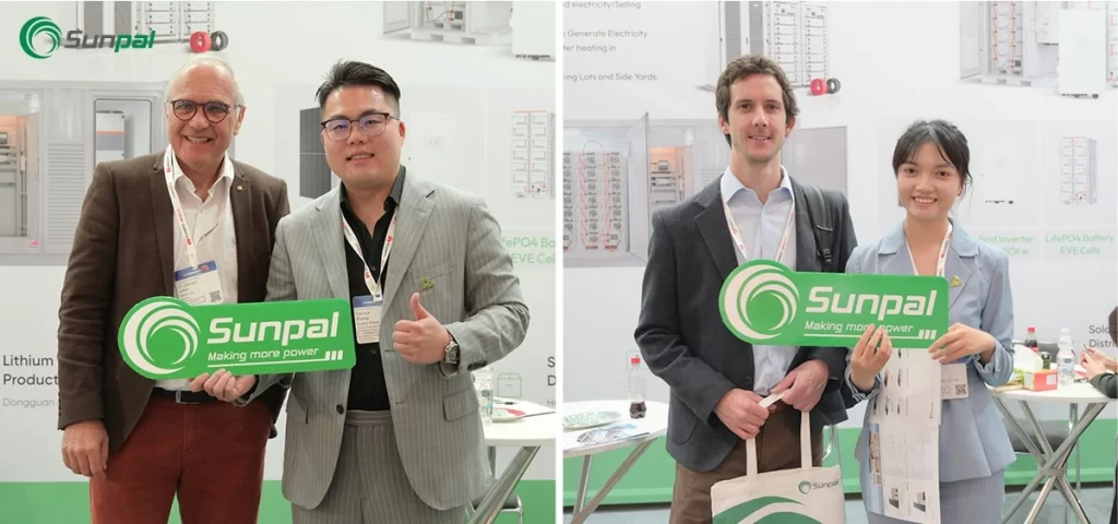 Il team di Sunpal si confronta con i visitatori e condivide i messaggi del marchio presso lo stand della fiera.