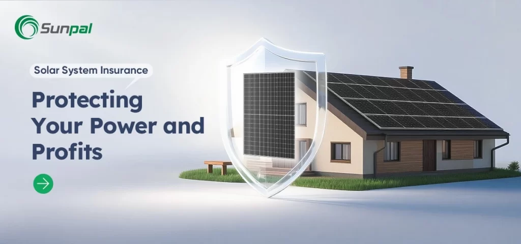 Graphique d'une maison alimentée par l'énergie solaire avec une icône de bouclier représentant l'assurance d'un système solaire avancé.