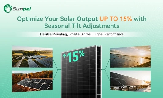 Paneles solares ajustados a diferentes ángulos estacionales que muestran una mayor producción de energía.